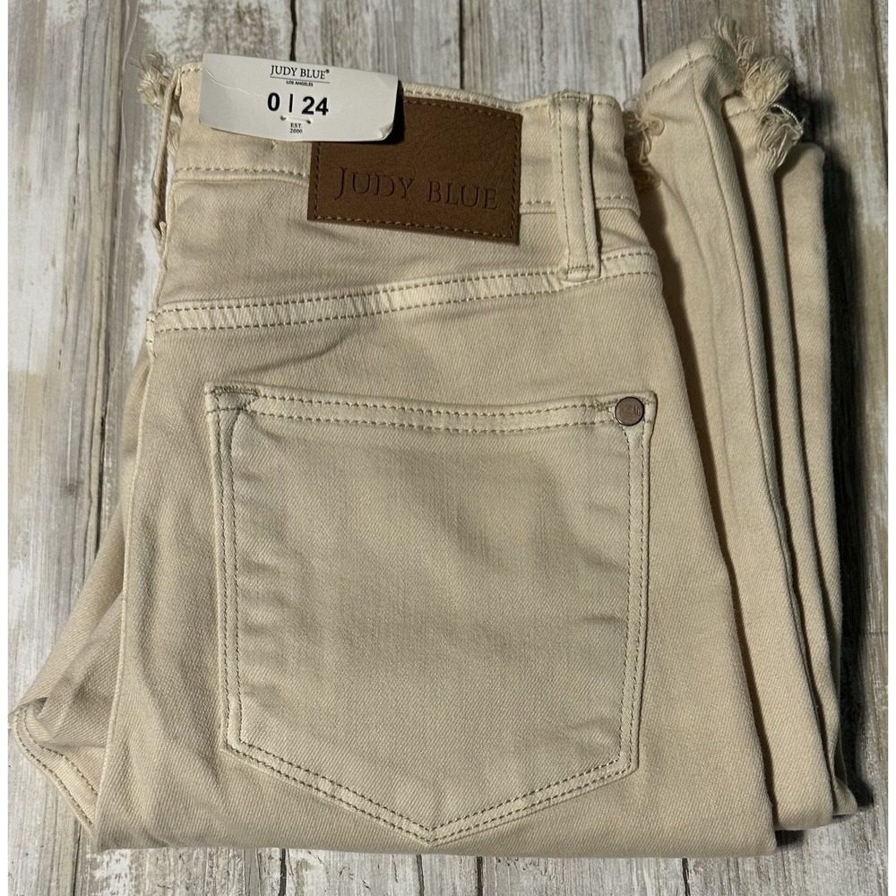 NWT Judy Blue Los Angeles Straight Fit Khaki Jeans - cream -JB82532C - size 0/24